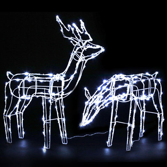 2 PCS Christmas Lights Reindeers 200 LED Decorations Jingle Jollys - ShopFrenzy
