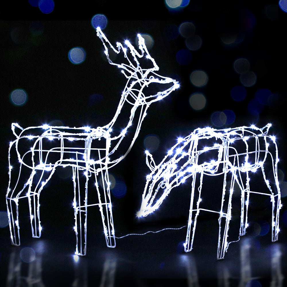 2 PCS Christmas Lights Reindeers 200 LED Decorations Jingle Jollys - ShopFrenzy