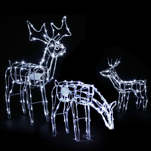 3 PCS Christmas Lights Reindeers 250 LED Decorations Jingle Jollys - ShopFrenzy