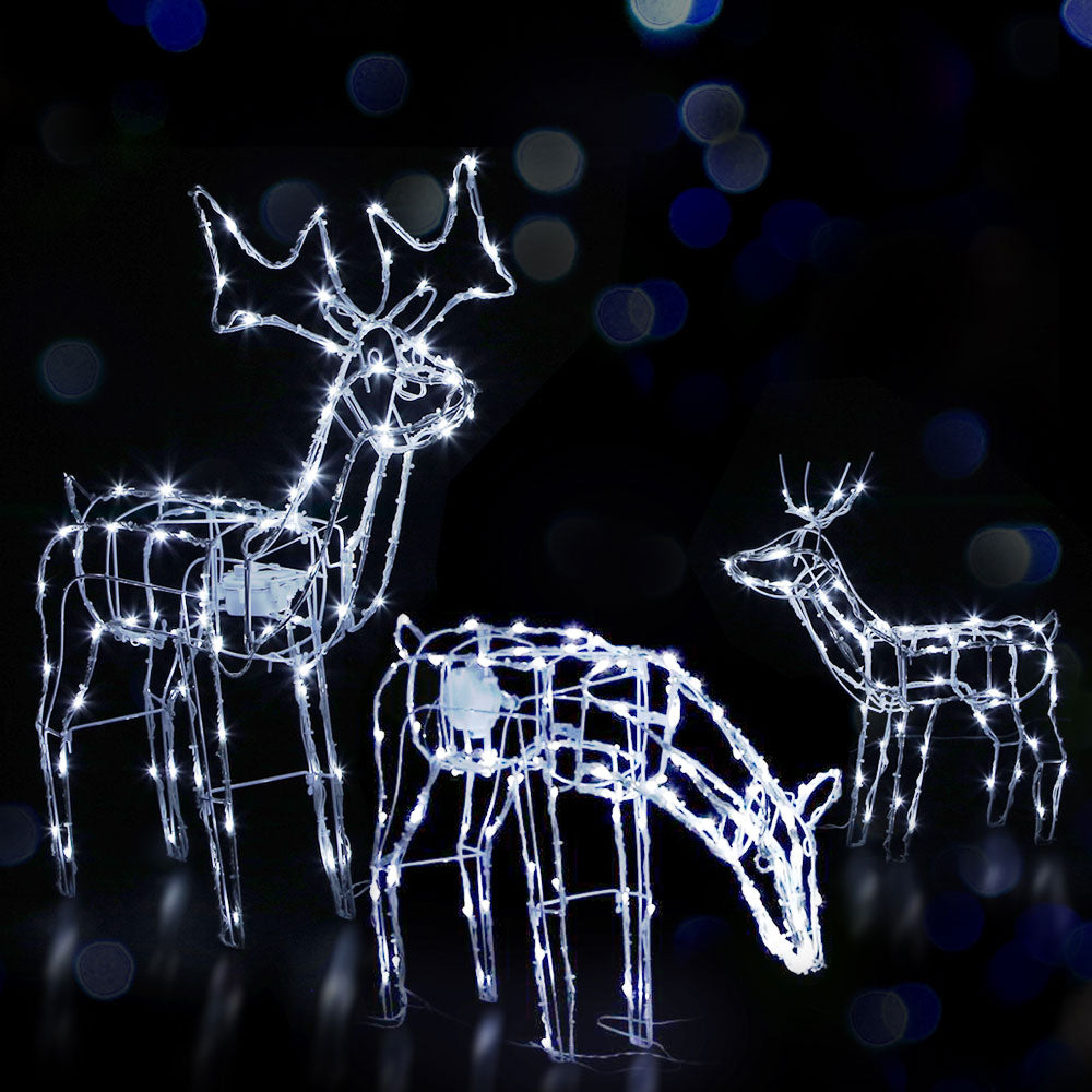 3 PCS Christmas Lights Reindeers 250 LED Decorations Jingle Jollys - ShopFrenzy