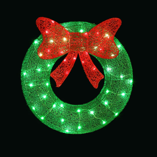 0.6M Christmas Lights 50 LED Motif Solar Wreath Xmas Decorations Jingle Jollys - ShopFrenzy