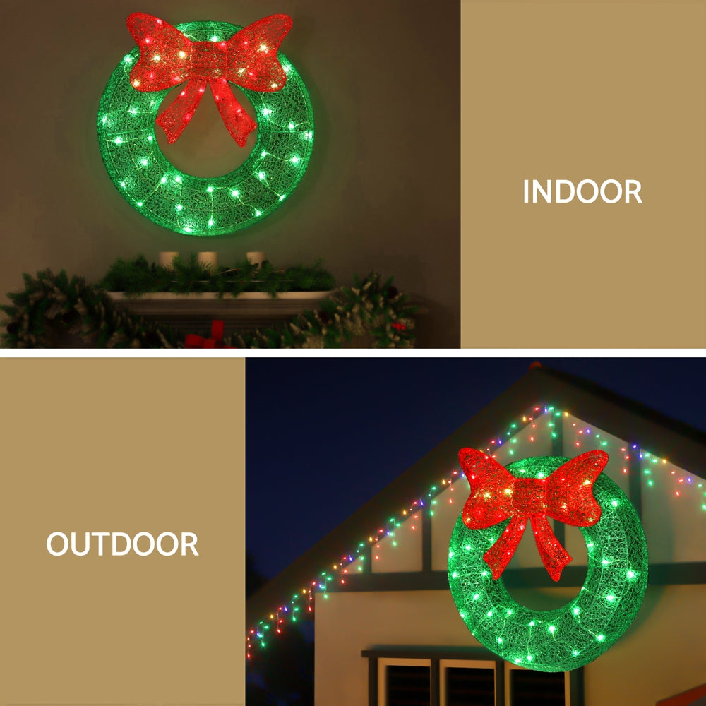 0.6M Christmas Lights 50 LED Motif Solar Wreath Xmas Decorations Jingle Jollys - ShopFrenzy