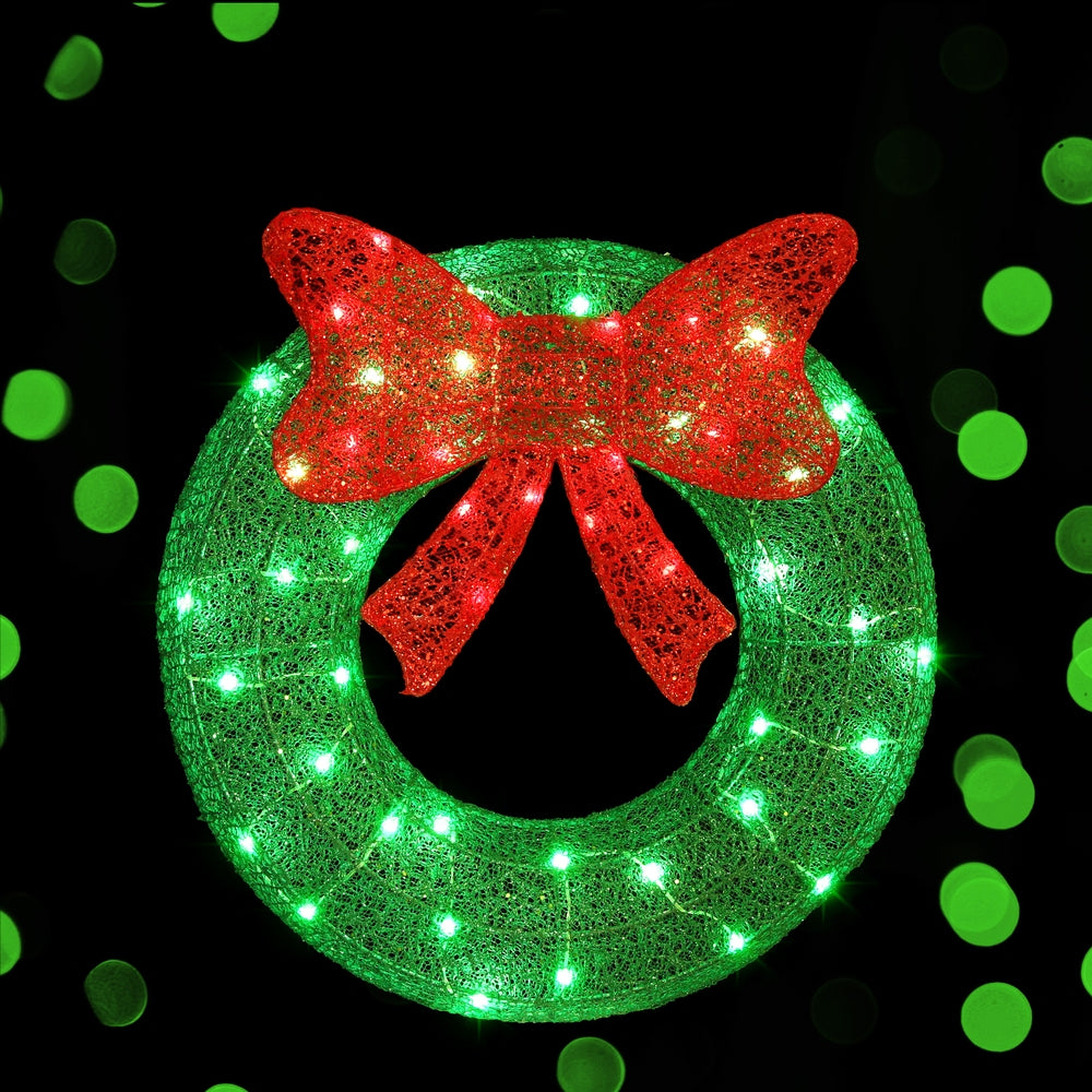 0.6M Christmas Lights 50 LED Motif Solar Wreath Xmas Decorations Jingle Jollys - ShopFrenzy