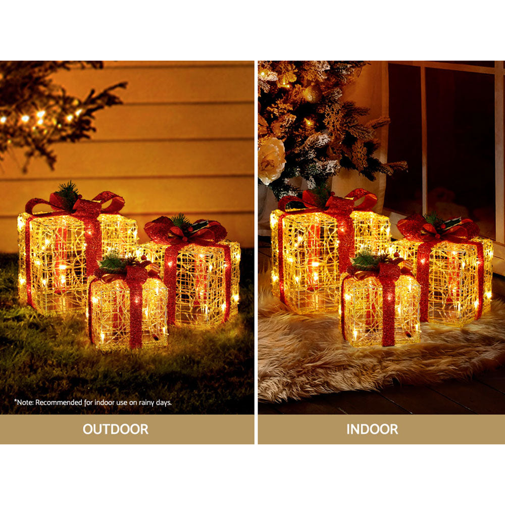 3 PCS Christmas Lights Gift Box Set Set 48 LED Decorations Jingle Jollys - ShopFrenzy