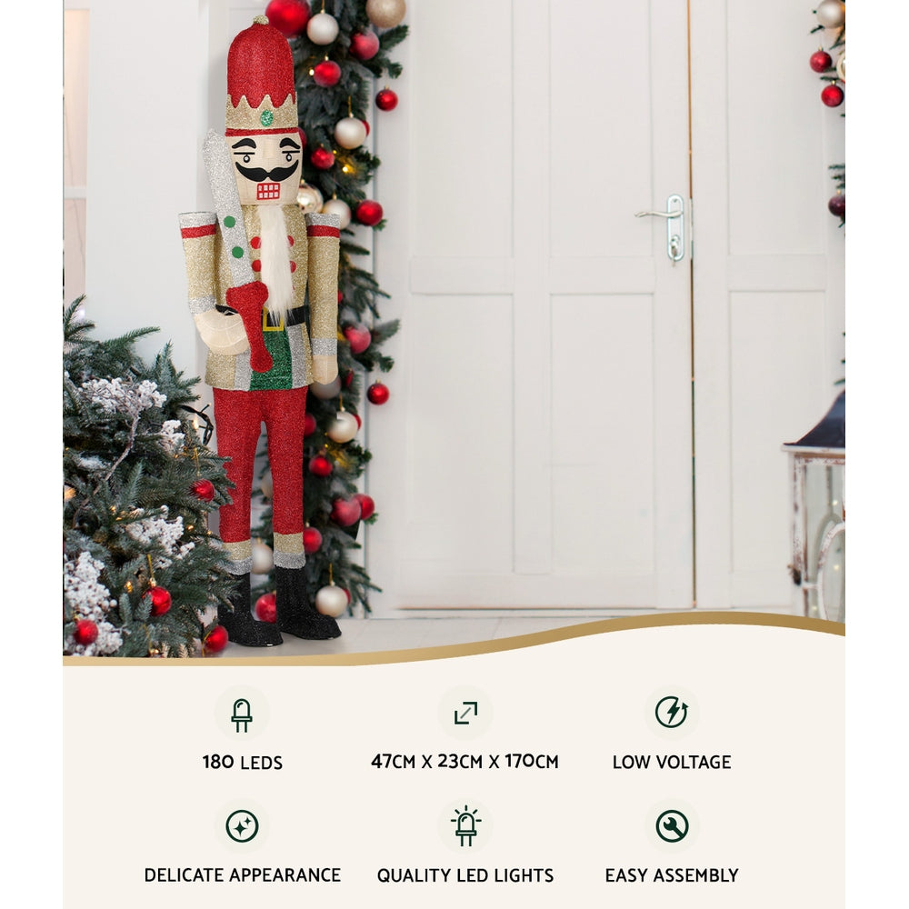 Jingle Jollys Christmas Lights 170cm Nutcracker 180 LED Fairy Light Decorations - ShopFrenzy