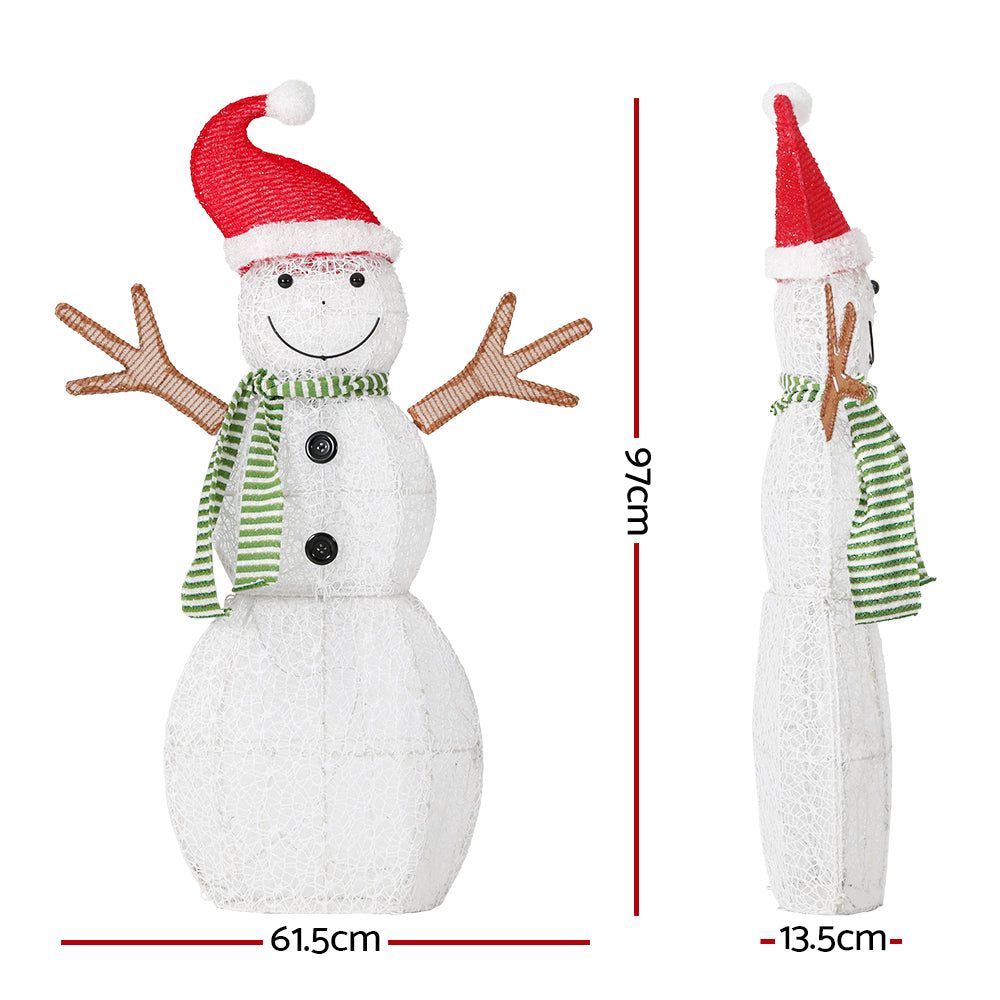 0.97M Christmas Lights Snowman 80 LED Decorations Jingle Jollys - ShopFrenzy