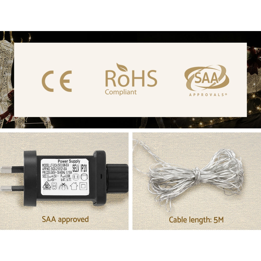 0.97M Christmas Lights Snowman 80 LED Decorations Jingle Jollys - ShopFrenzy