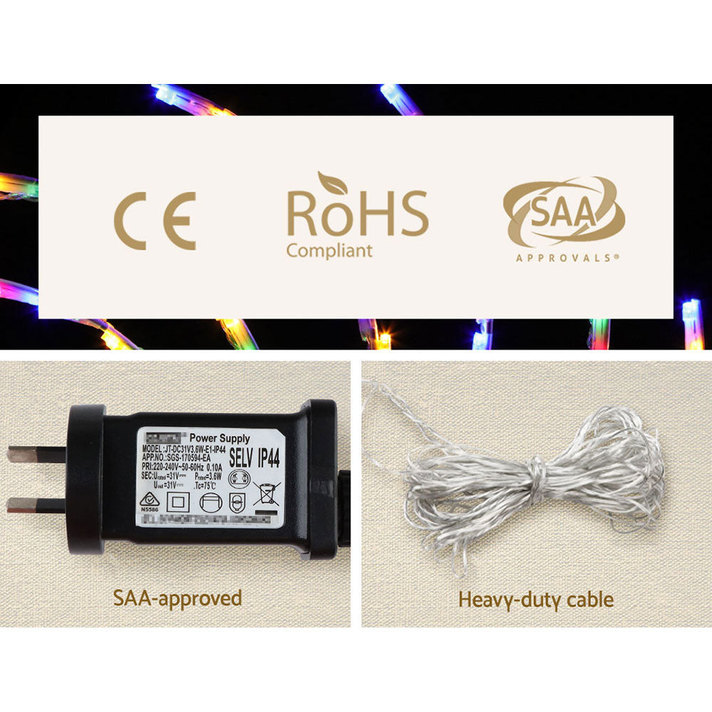 0.5M Christmas Lights 128 LED Spin Motif Light Decorations Jingle Jollys - ShopFrenzy