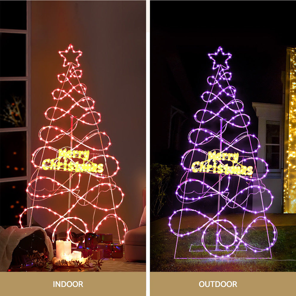 1.7M Christmas Tree 230 LED RGB Motif Lights Jingle Jollys - ShopFrenzy