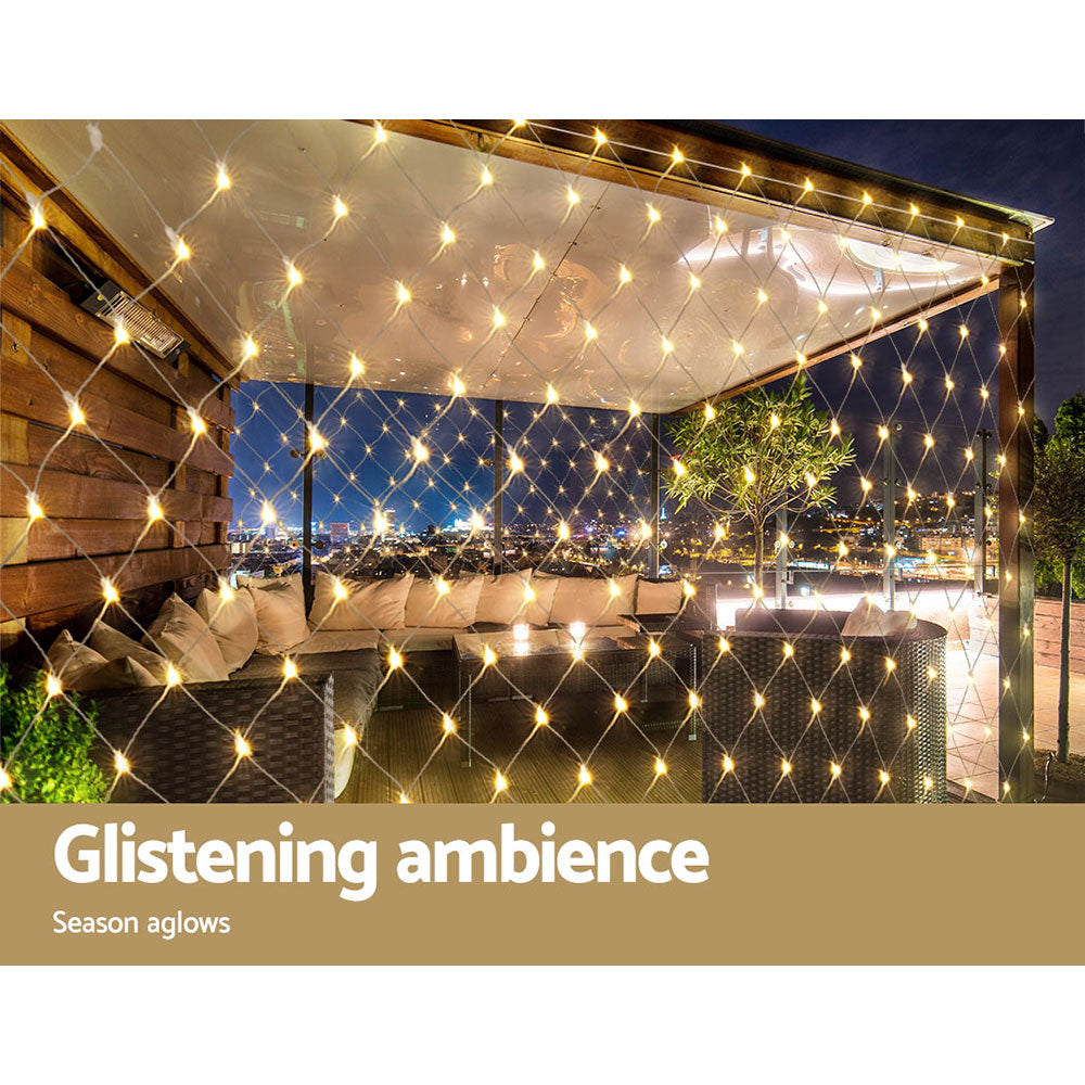 1000 LED Christmas Lights 4mx6m Net String Light Warm White Jingle Jollys - ShopFrenzy