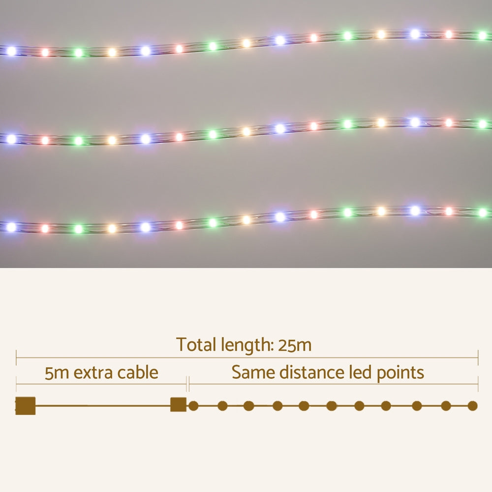 20M Christmas Lights String Rope Light Decorations 600 LED Colorful Jingle Jollys - ShopFrenzy