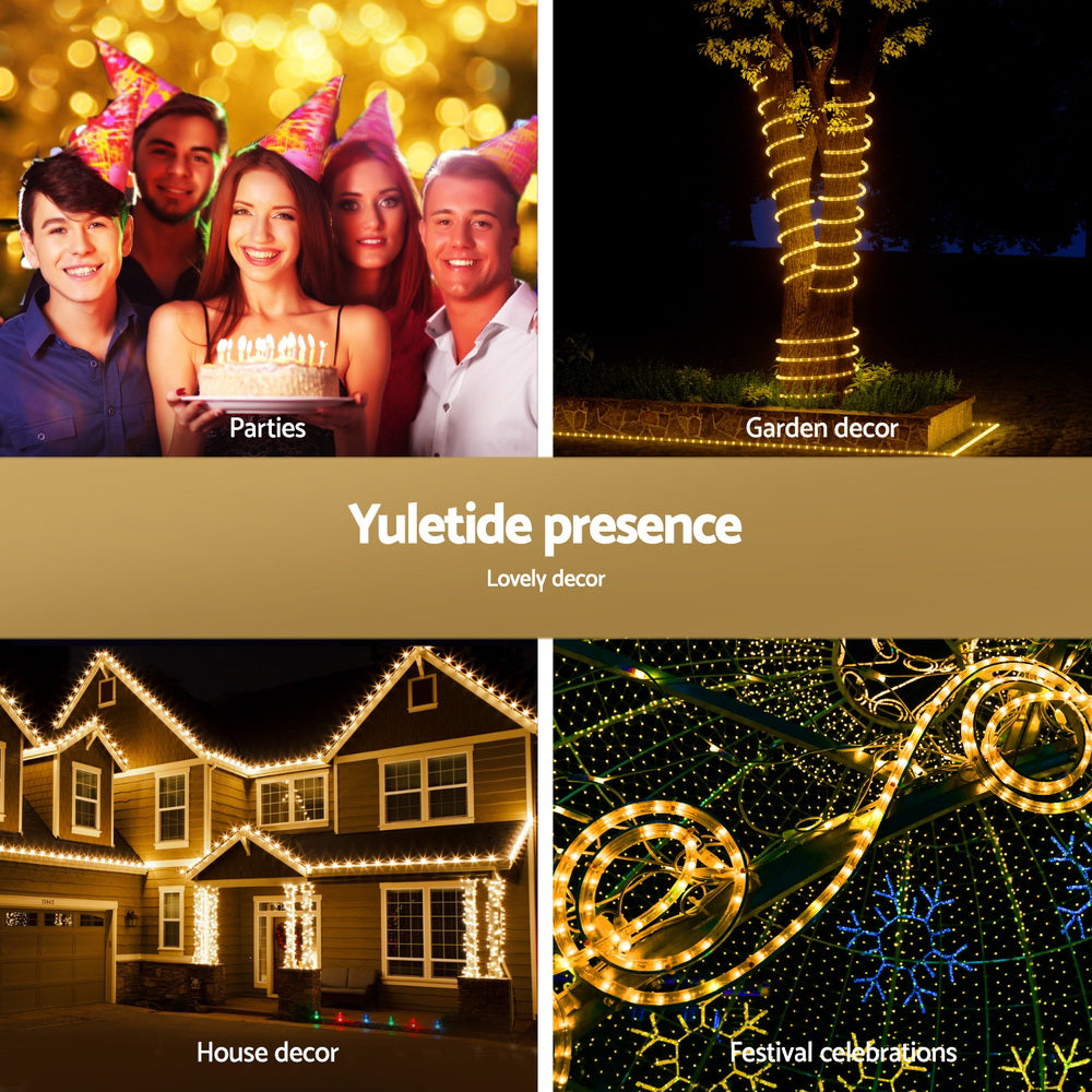 20M Christmas Lights String Rope Light Decorations 600 LED Warm Jingle Jollys - ShopFrenzy