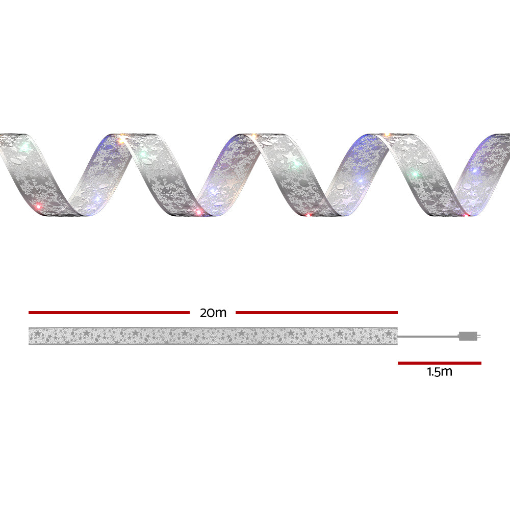 20M Christmas Lights Ribbon Fairy Light 200 LED Colored Jingle Jollys - ShopFrenzy