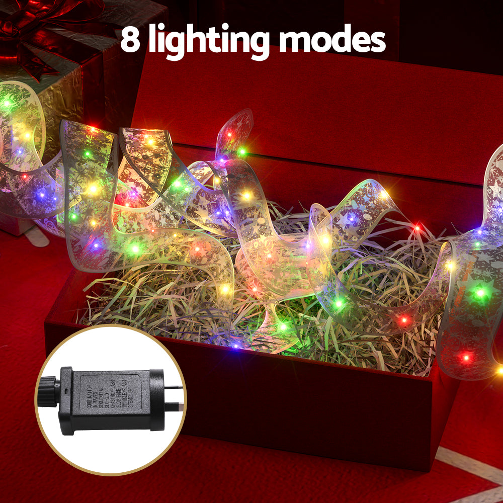 20M Christmas Lights Ribbon Fairy Light 200 LED Colored Jingle Jollys - ShopFrenzy