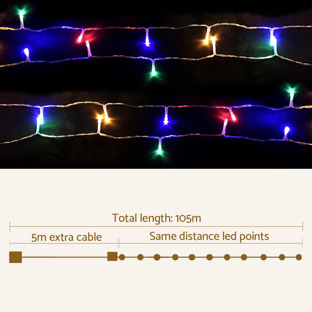 100M Christmas Lights String Fairy Light 500 LED Colourful Jingle Jollys - ShopFrenzy