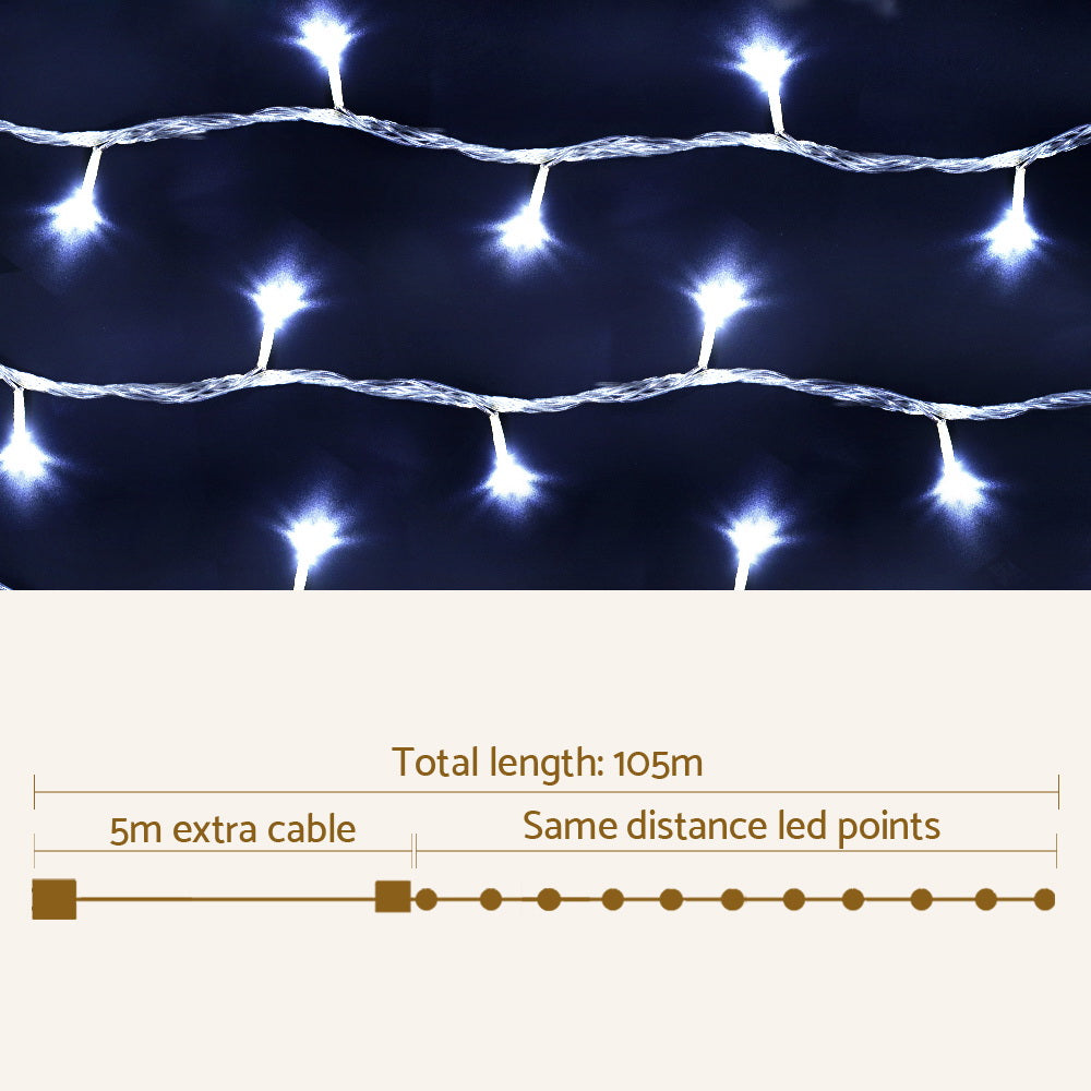 100M Christmas Lights String Fairy Light 500 LED Cool White Jingle Jollys - ShopFrenzy