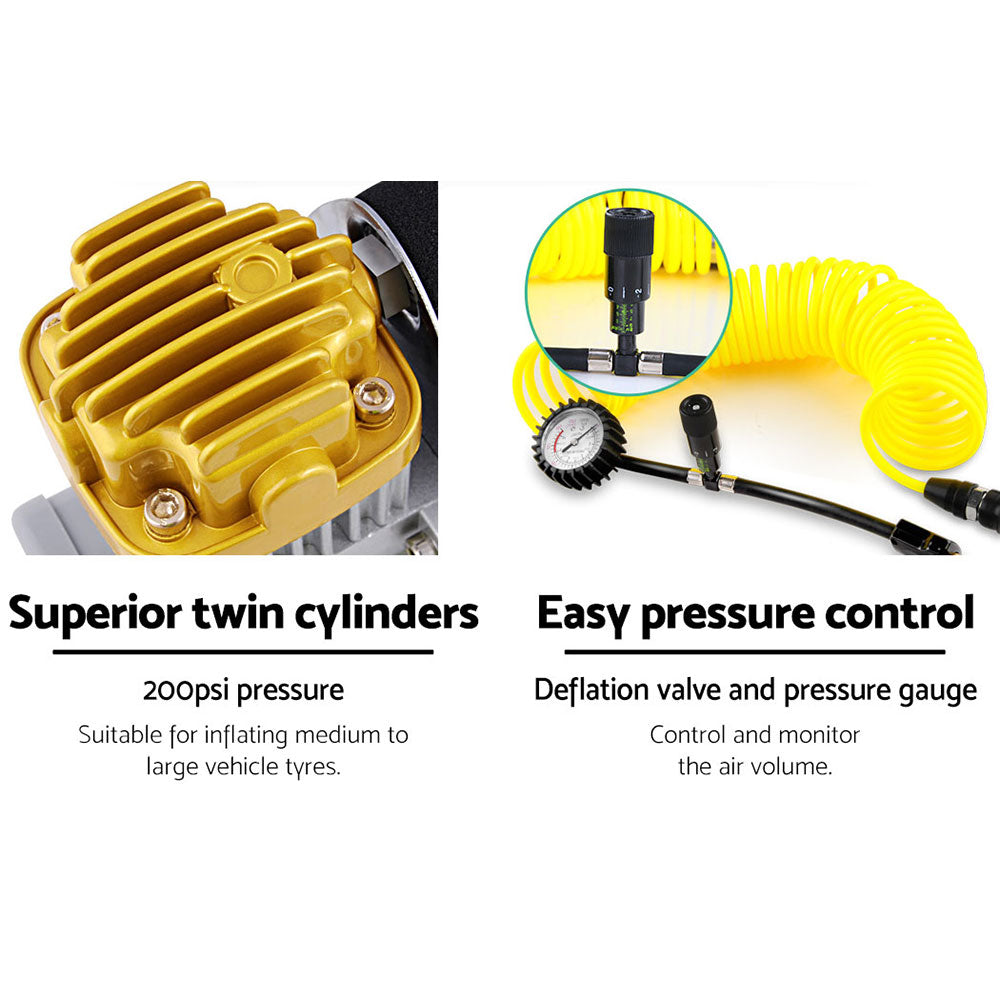 Giantz Air Compressor 12V 4x4 Tyre 200L/MIN Deflator Inflator Car Truck Portable - ShopFrenzy