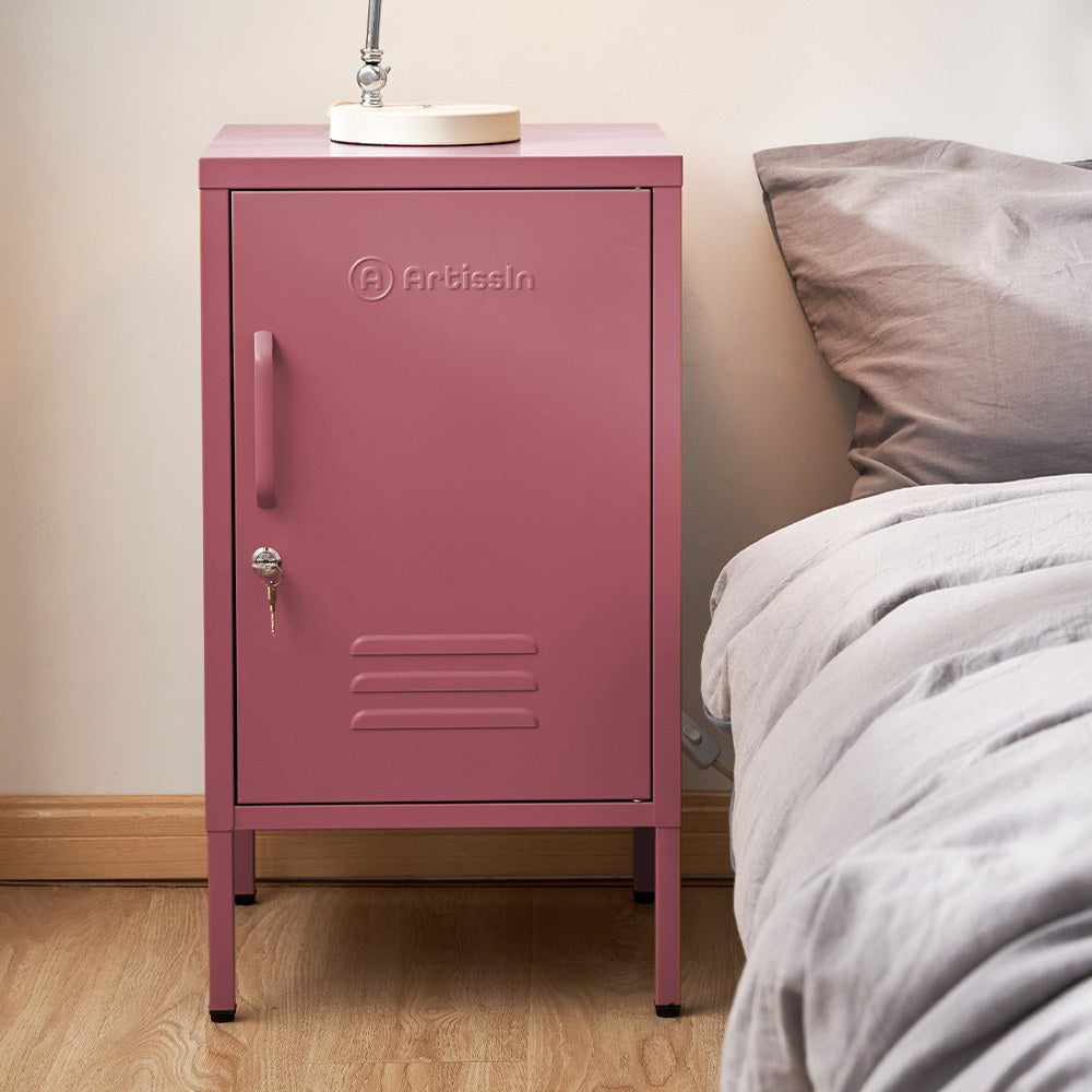ArtissIn Bedside Table Metal Cabinet - MINI Pink - ShopFrenzy