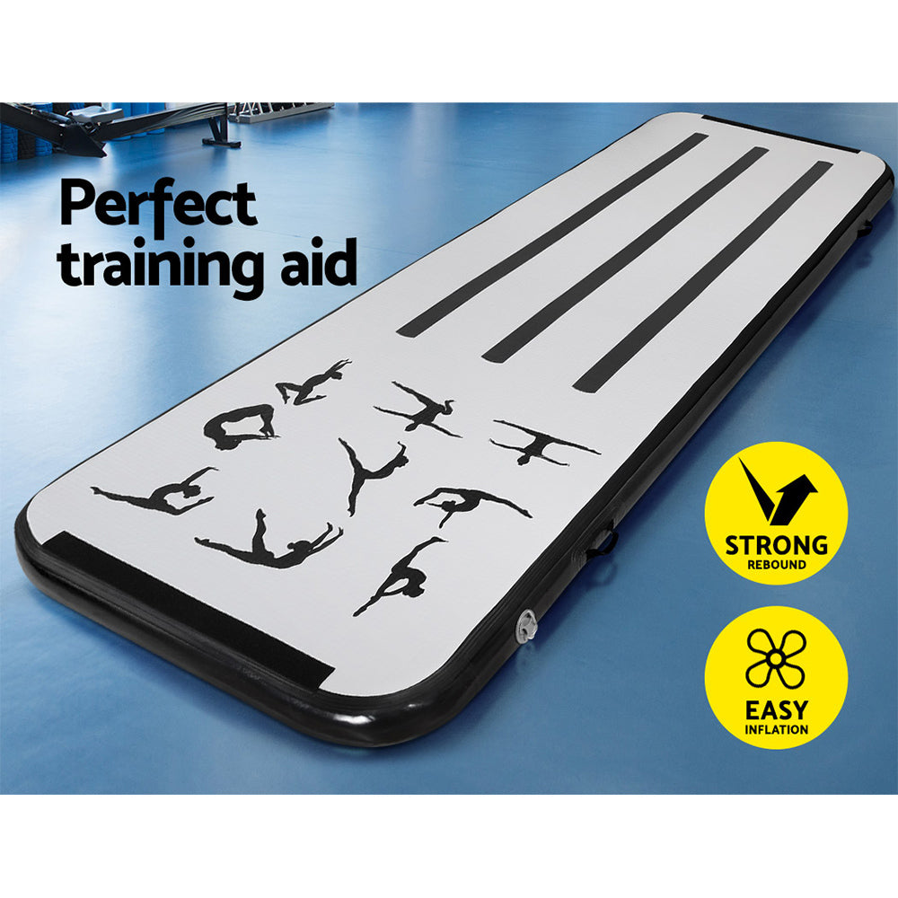Everfit 3M Air Track Gymnastics Tumbling Mat Exercise Cheerleading Unique Black - ShopFrenzy