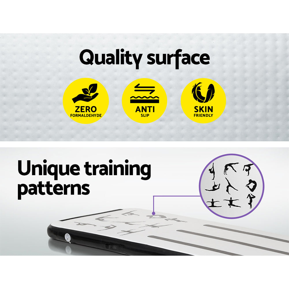 Everfit 3M Air Track Gymnastics Tumbling Mat Exercise Cheerleading Unique Black - ShopFrenzy
