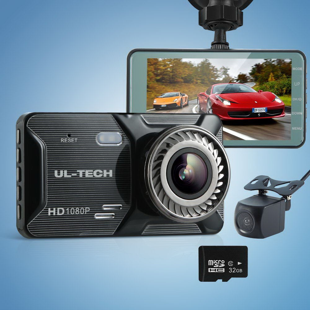 UL-tech Dash Camera 1080P 4" Front Rear Cam,UL-tech Dash Camera 1080P 4" Front Rear View Dual Cam Car DVR Reverse Recorder - ShopFrenzy