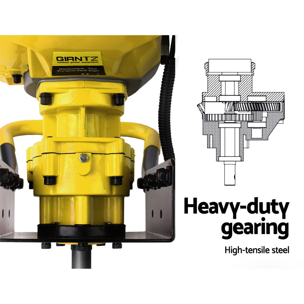 Giantz 80CC Post Hole Digger Motor Only Petrol Engine Yellow - ShopFrenzy