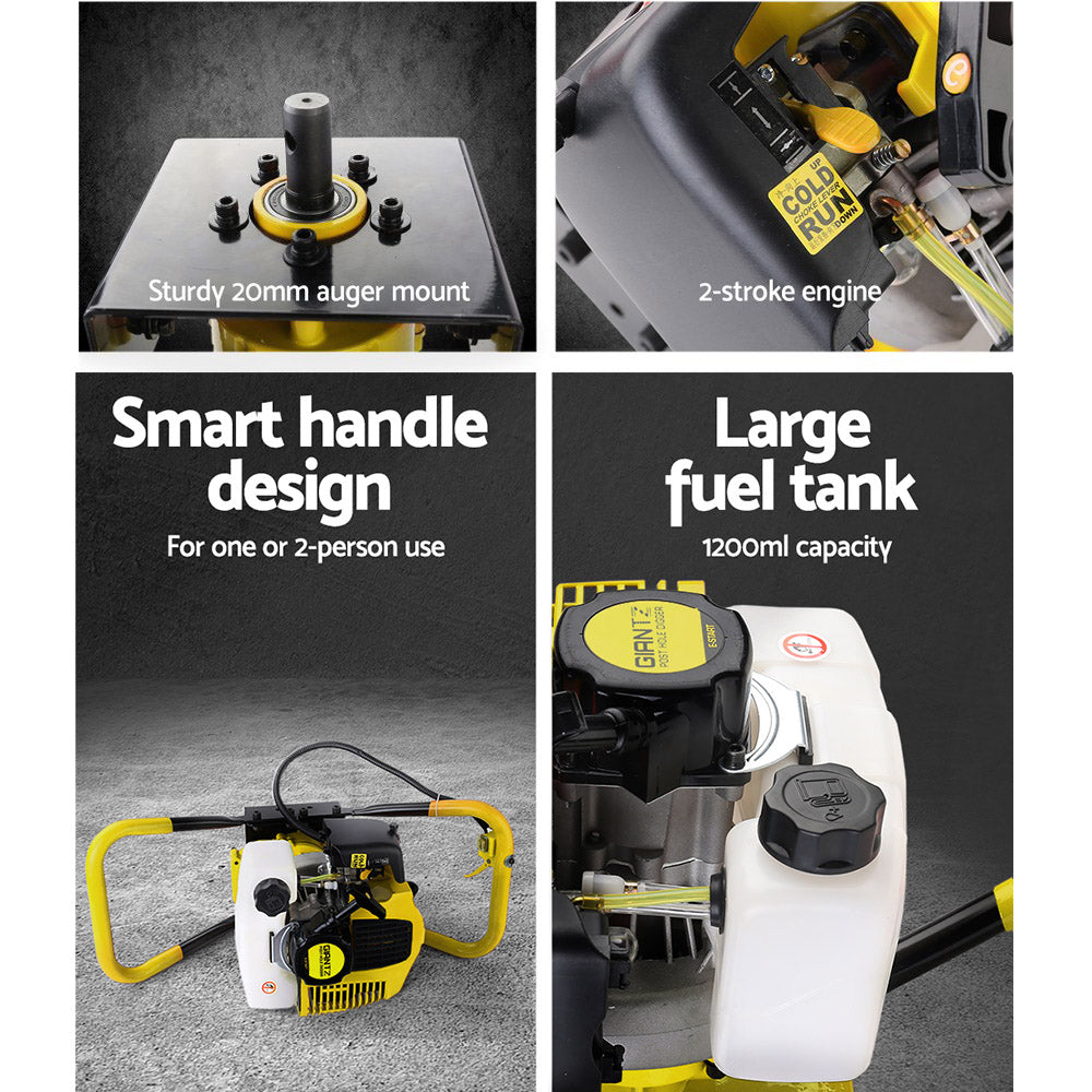 Giantz 80CC Post Hole Digger Motor Only Petrol Engine Yellow - ShopFrenzy