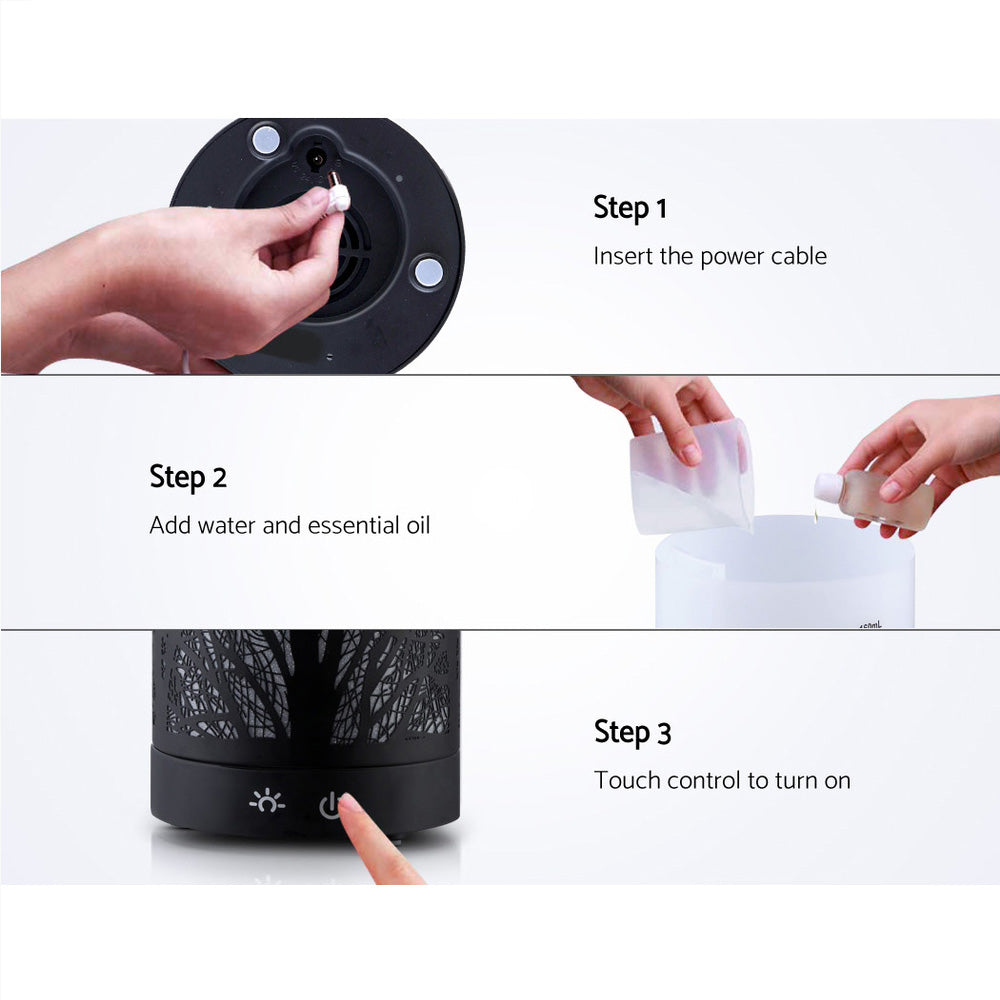 Devanti Aroma Diffuser Aromatherapy Black 160ml - ShopFrenzy