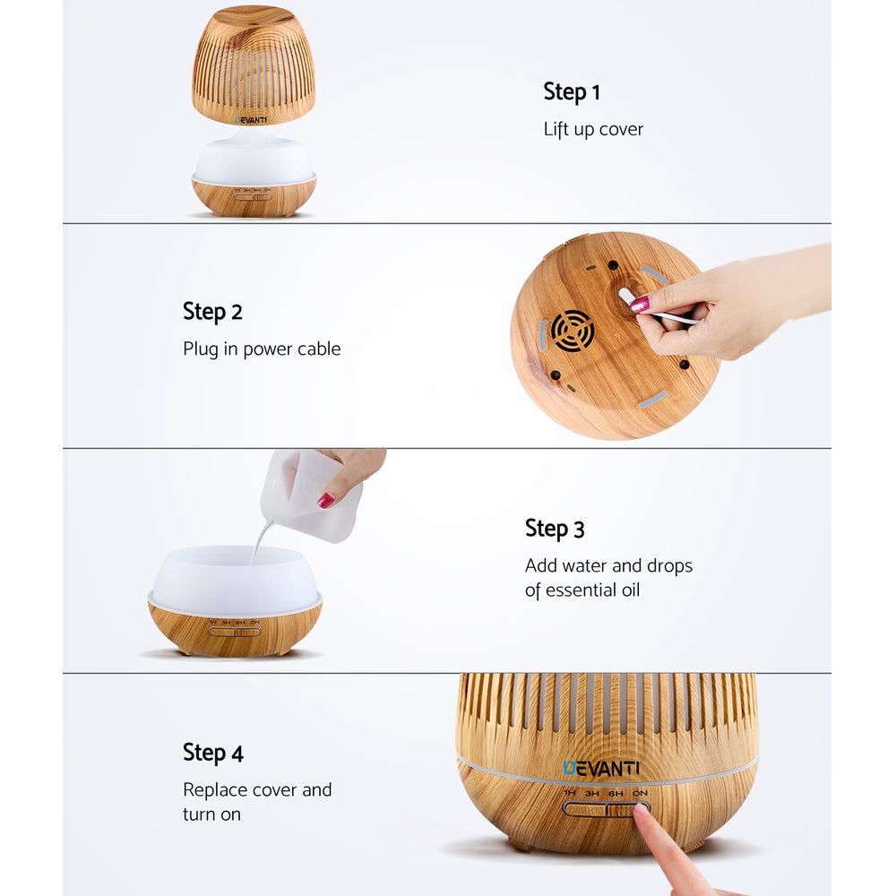 Devanti Aroma Diffuser Aromatherapy Humidifier 400ml - ShopFrenzy