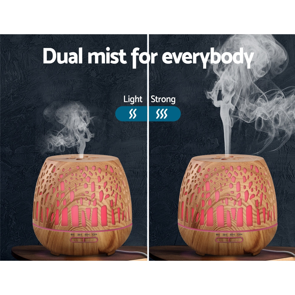 Devanti Aroma Diffuser Aromatherapy Wood Grain 400ml - ShopFrenzy