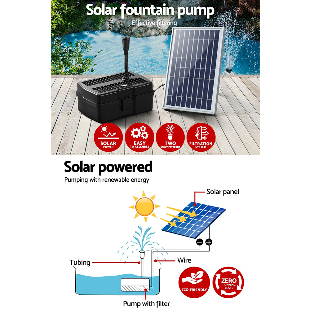 Gardeon Solar Pond Pump Water Fountain Filter Box Submersible Outdoor Pool 6.6FT - ShopFrenzy