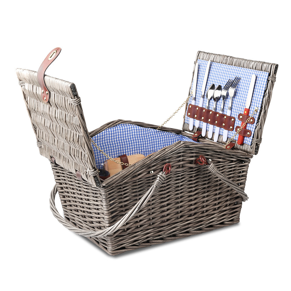 Alfresco 4 Person Picnic Basket Set Baskets Insulated Blanket Bag - ShopFrenzy