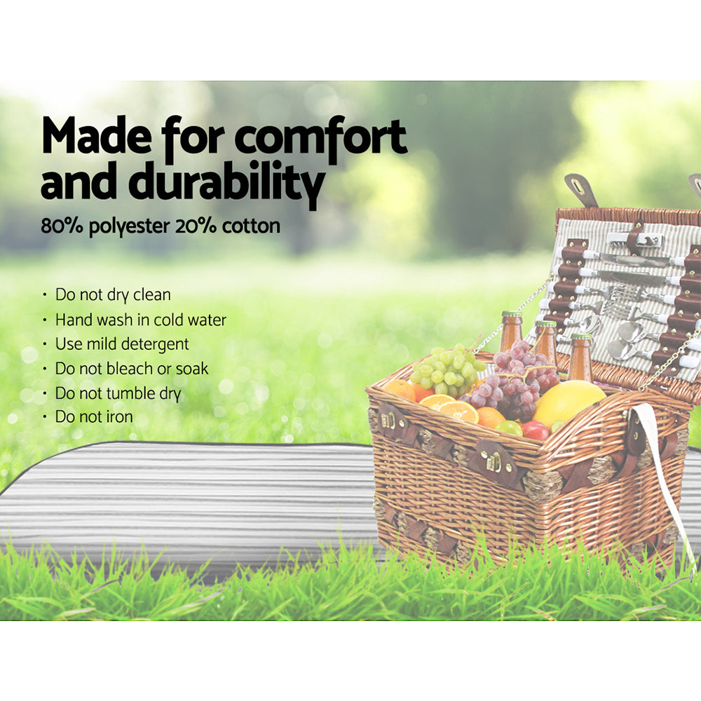 Alfresco 4 Person Picnic Basket Set Storage Blanket - ShopFrenzy