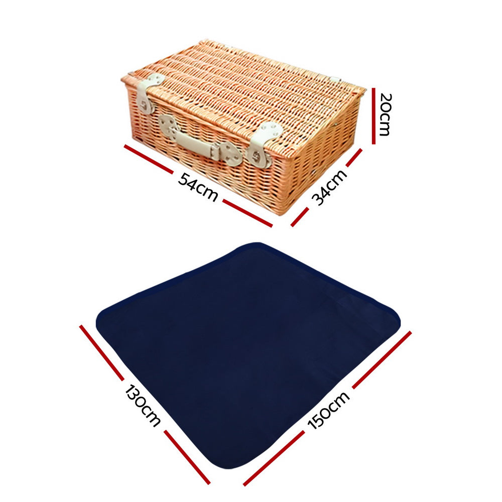 Alfresco 4 Person Picnic Basket Set Cooler Bag Insulated Blanket - ShopFrenzy