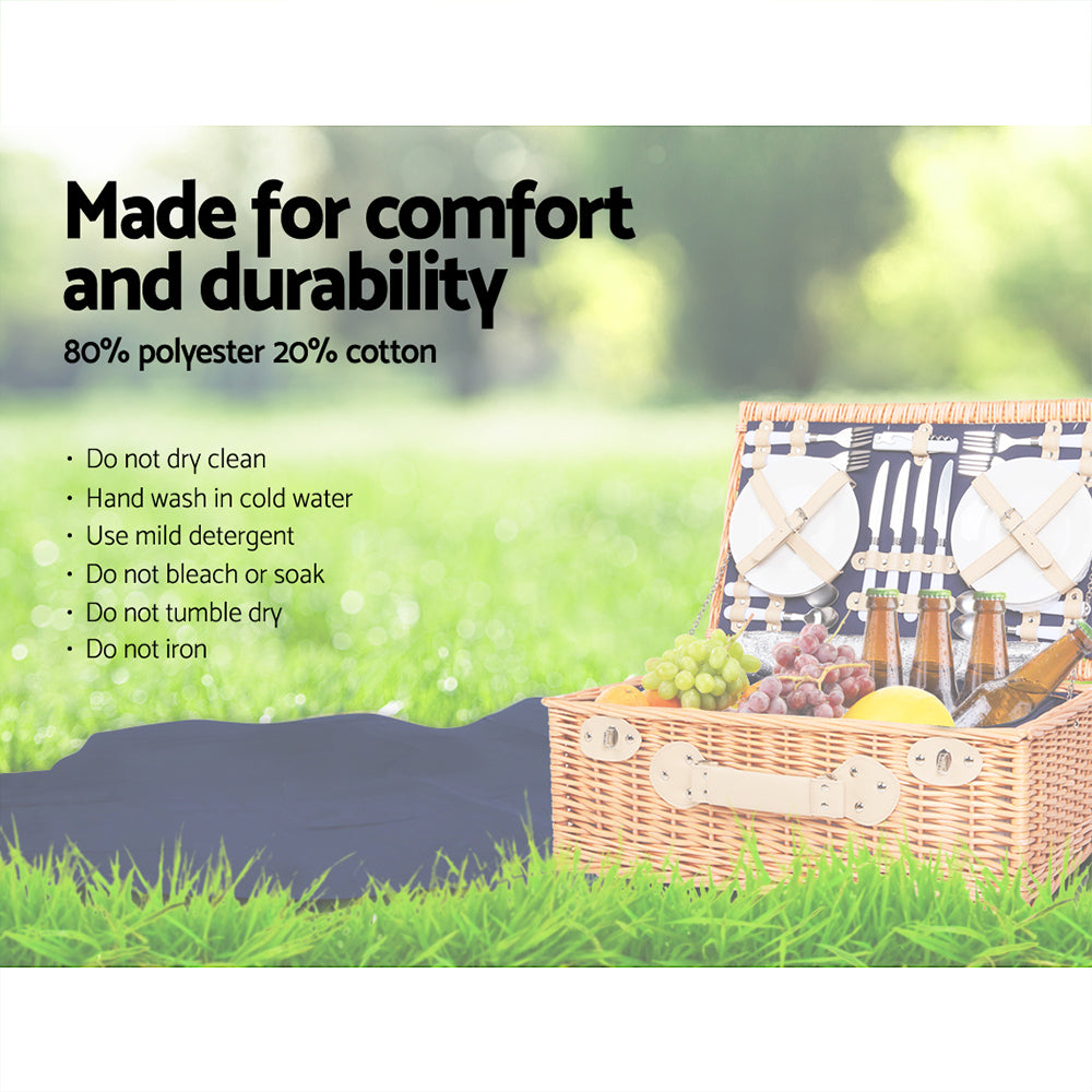 Alfresco 4 Person Picnic Basket Set Cooler Bag Insulated Blanket - ShopFrenzy