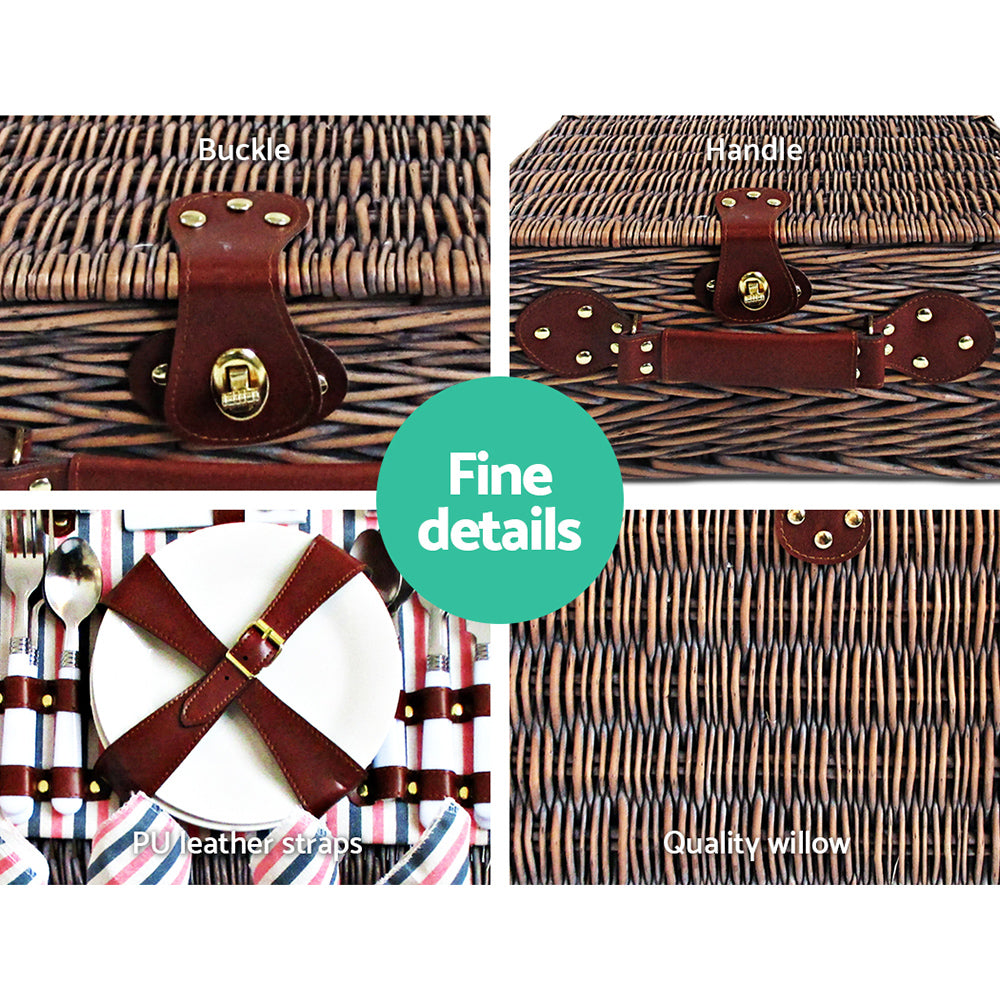 Alfresco 4 Person Picnic Basket Set Insulated Blanket Bag - ShopFrenzy