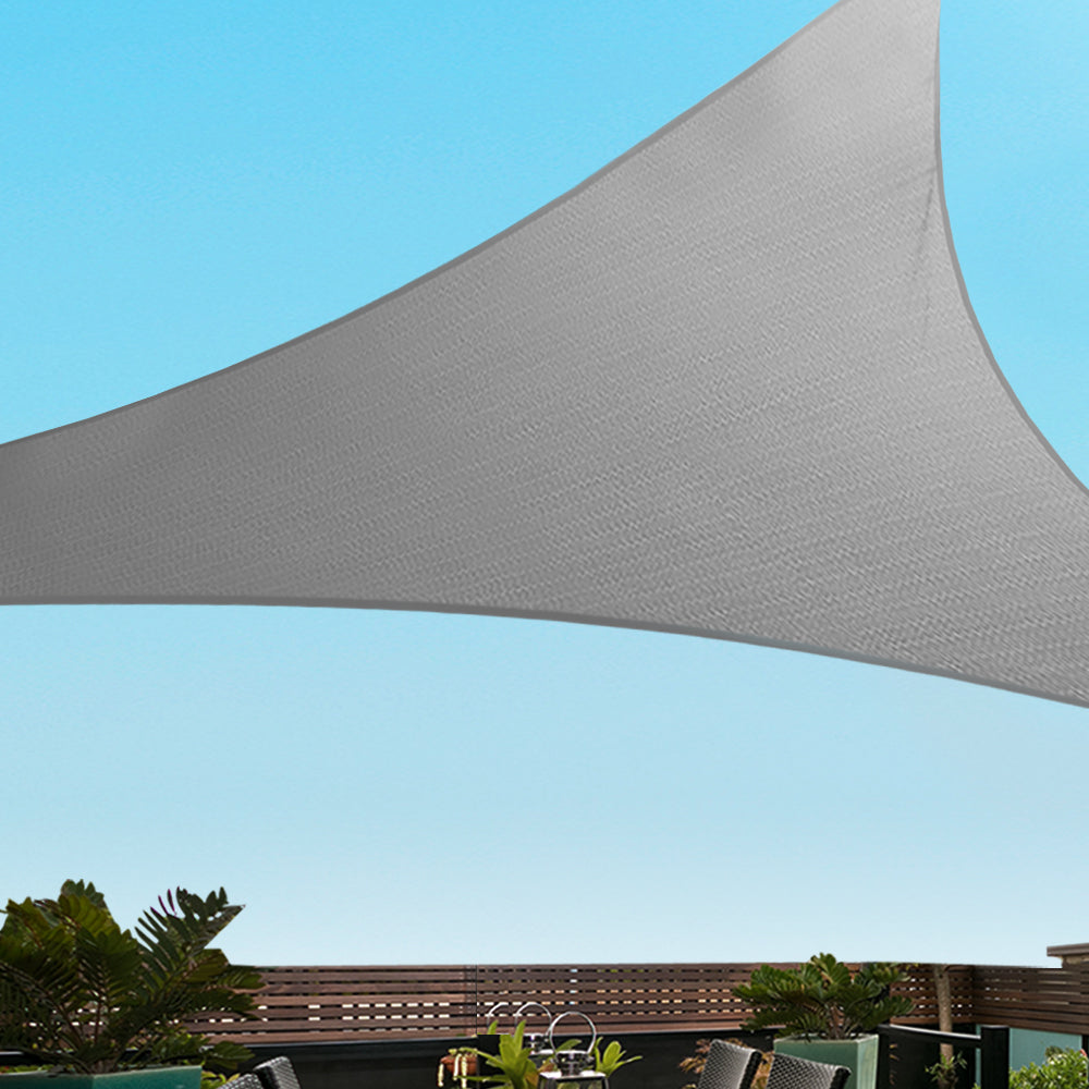 Instahut Shade Sail 6x6x6m Triangle 280GSM 98% Grey Shade Cloth - ShopFrenzy