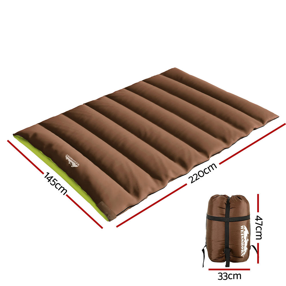 Weisshorn Sleeping Bag Double Bags Thermal Camping Hiking Tent Brown -5°C - ShopFrenzy