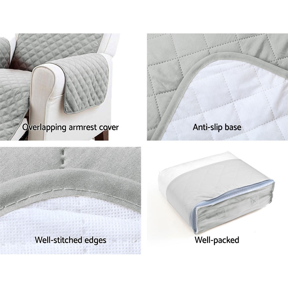 Artiss Sofa Cover Couch Covers 3 Seater Quilted Grey - ShopFrenzy