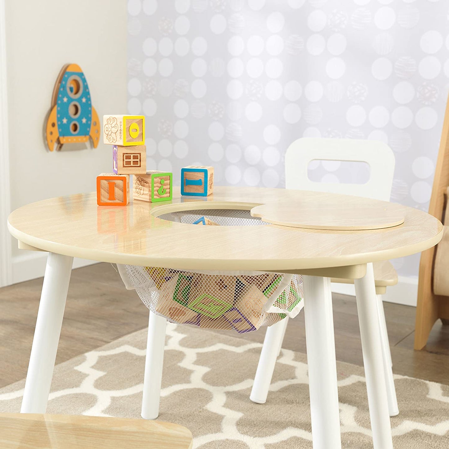 Round Table and 2 Chair Set for children (White Natural) - ShopFrenzy