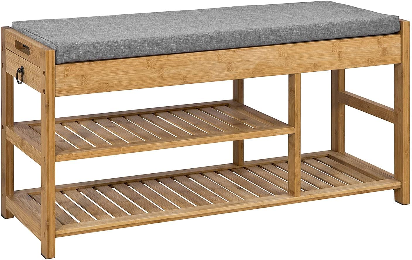 Bamboo Shoe Bench Drawers Lift Top - ShopFrenzy
