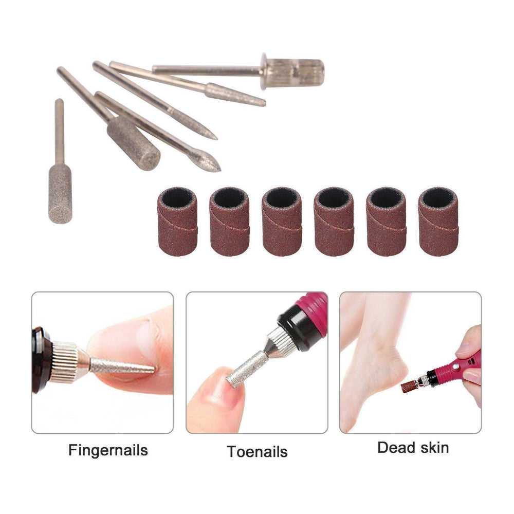 Electric Nail Drill Bits 12File Tool Kit Machine Acrylic Manicure Art Pen Shaper - ShopFrenzy