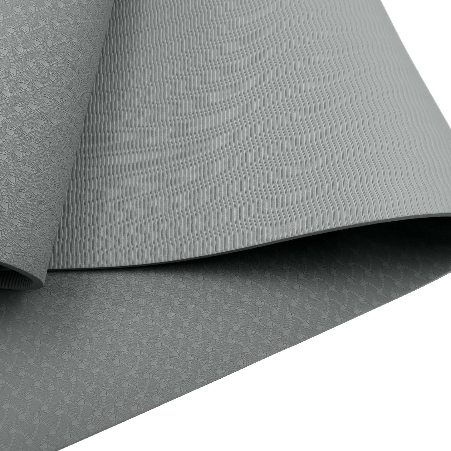 Powertrain Eco-friendly Dual Layer 6mm Yoga Mat | Slate Grey | Non-slip Surface And Carry Strap For Ultimate Comfort And Portability - ShopFrenzy