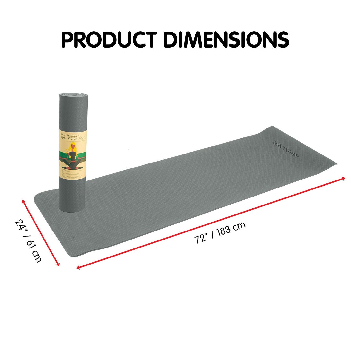 Powertrain Eco-friendly Dual Layer 6mm Yoga Mat | Slate Grey | Non-slip Surface And Carry Strap For Ultimate Comfort And Portability - ShopFrenzy