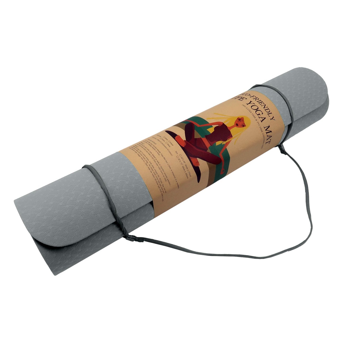 Powertrain Eco-friendly Dual Layer 6mm Yoga Mat | Slate Grey | Non-slip Surface And Carry Strap For Ultimate Comfort And Portability - ShopFrenzy