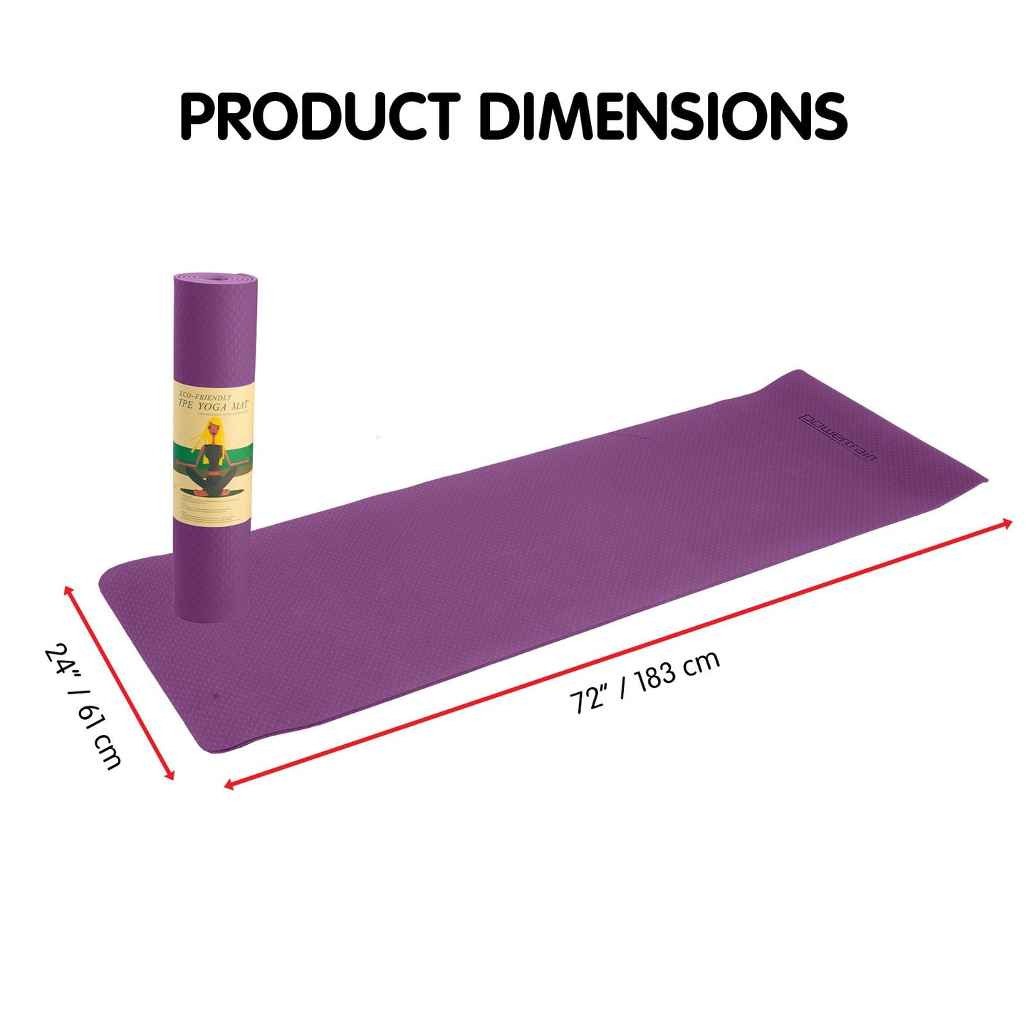 Powertrain Eco-friendly Dual Layer 6mm Yoga Mat | Royal Purple | Non-slip Surface And Carry Strap For Ultimate Comfort And Portability - ShopFrenzy