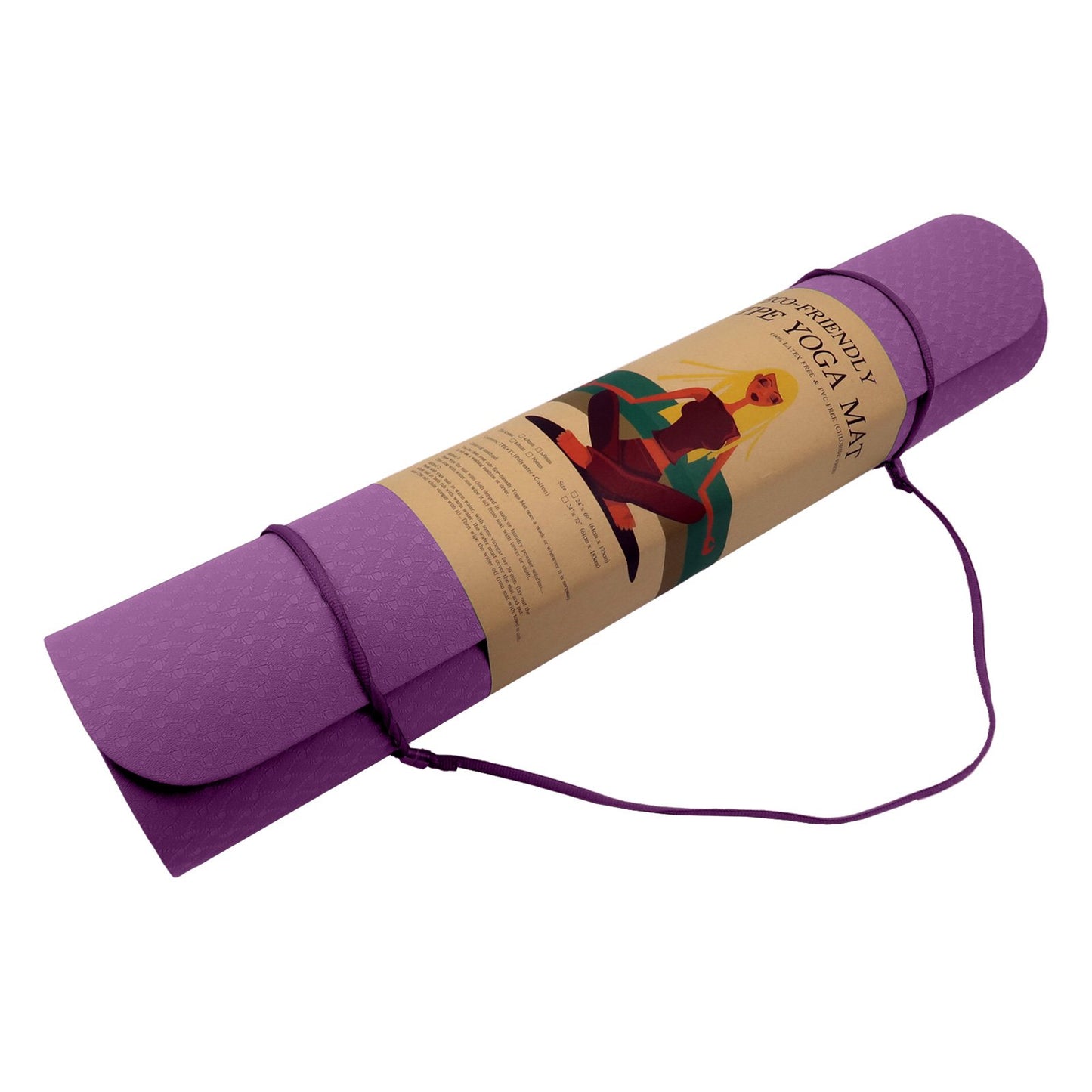 Powertrain Eco-friendly Dual Layer 6mm Yoga Mat | Royal Purple | Non-slip Surface And Carry Strap For Ultimate Comfort And Portability - ShopFrenzy