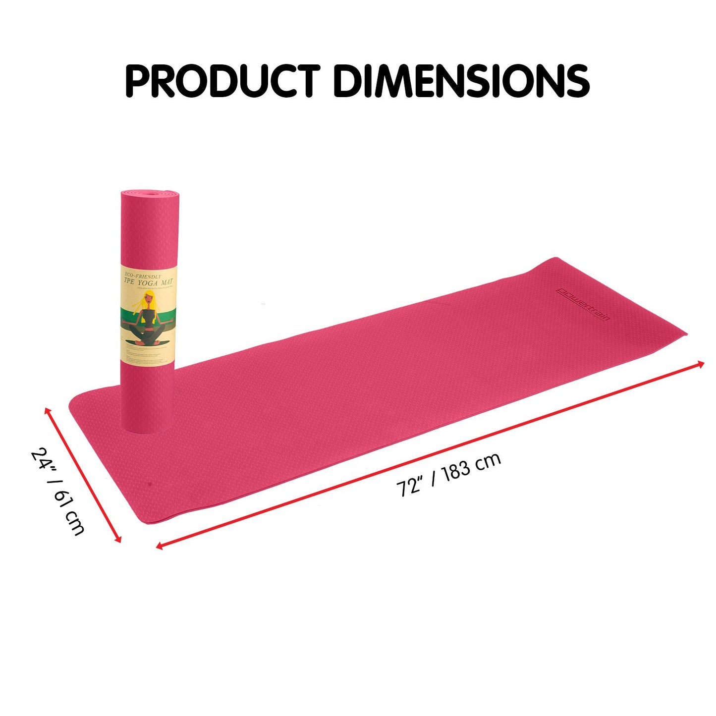 Powertrain Eco-friendly Dual Layer 6mm Yoga Mat | Pink | Non-slip Surface And Carry Strap For Ultimate Comfort And Portability - ShopFrenzy
