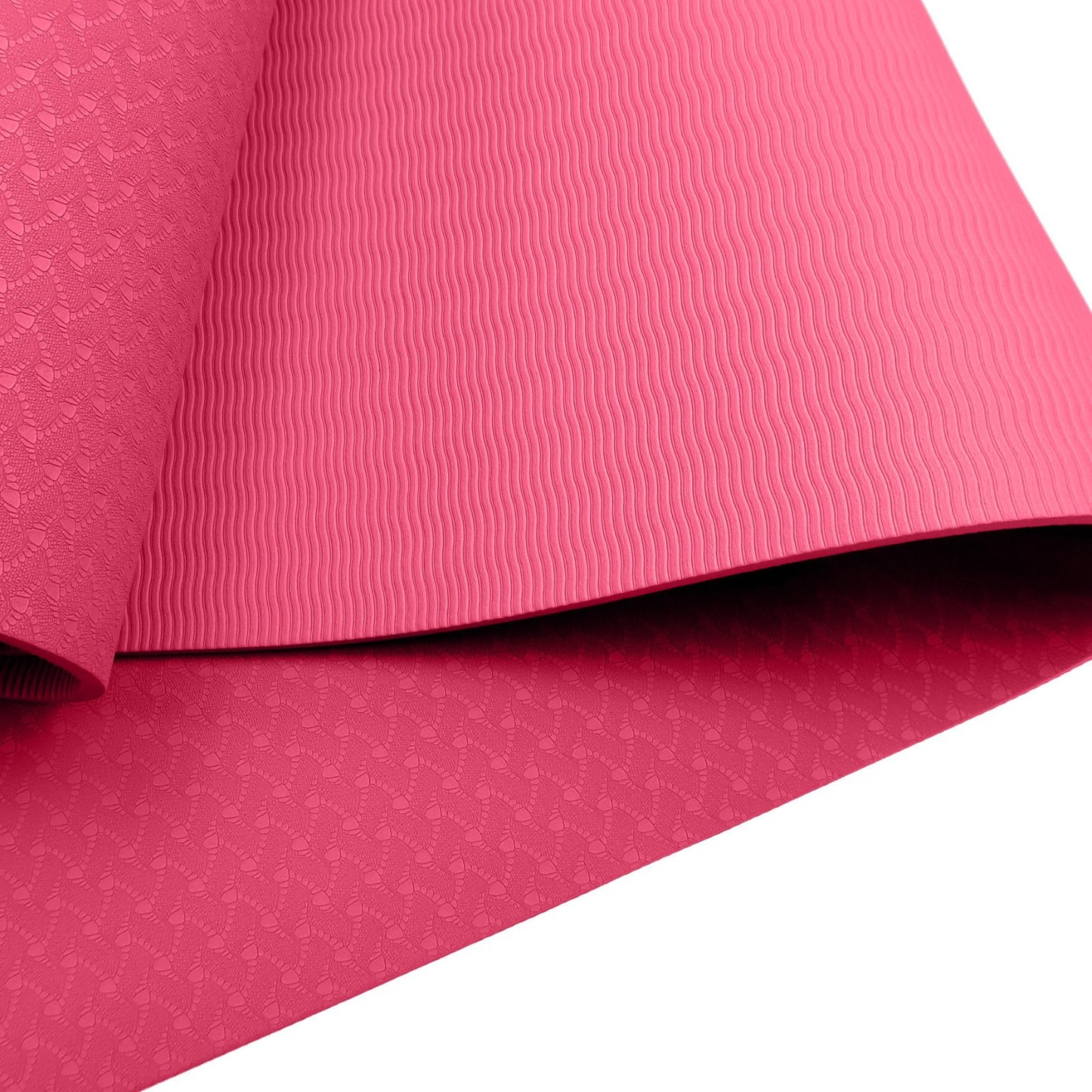 Powertrain Eco-friendly Dual Layer 6mm Yoga Mat | Pink | Non-slip Surface And Carry Strap For Ultimate Comfort And Portability - ShopFrenzy