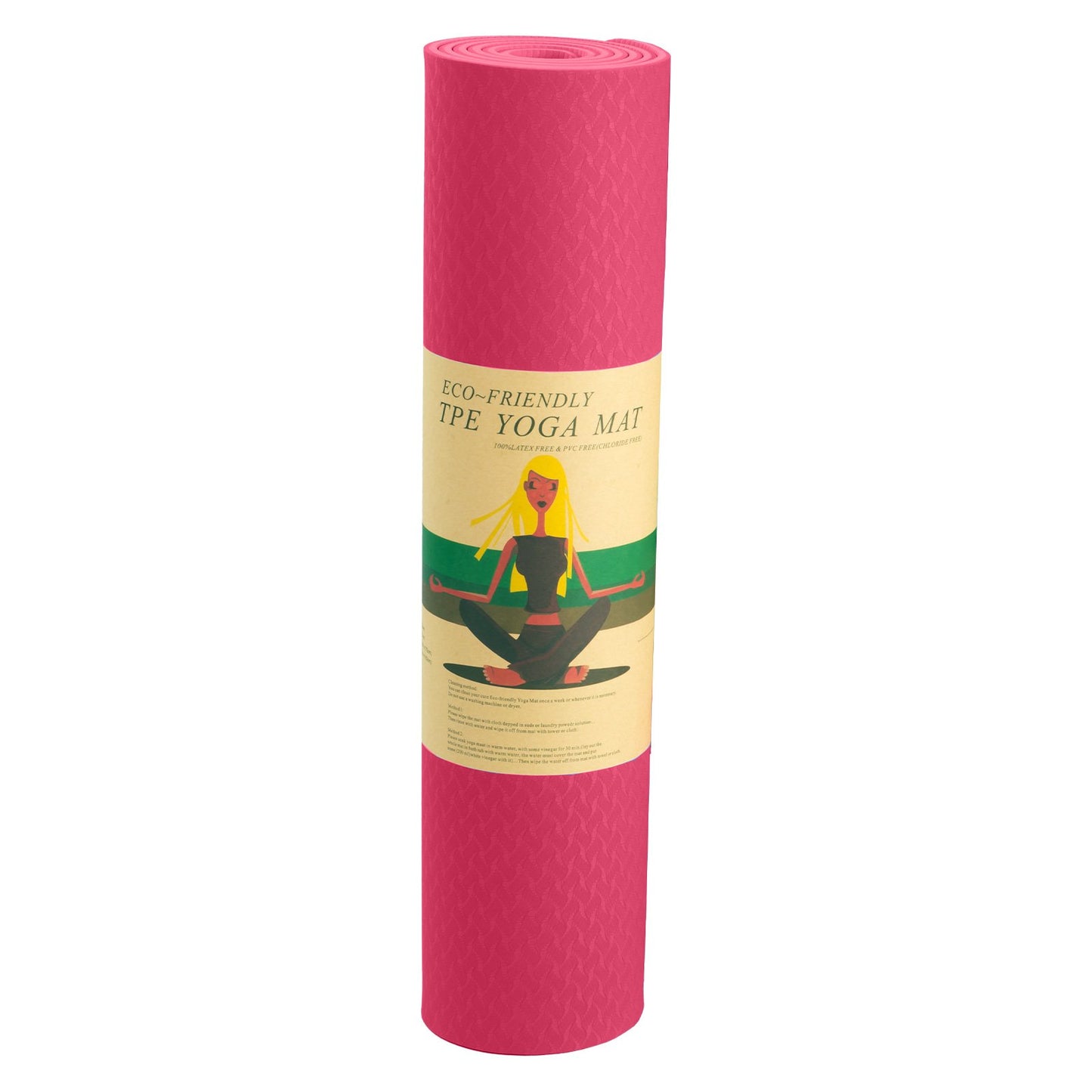 Powertrain Eco-friendly Dual Layer 6mm Yoga Mat | Pink | Non-slip Surface And Carry Strap For Ultimate Comfort And Portability - ShopFrenzy